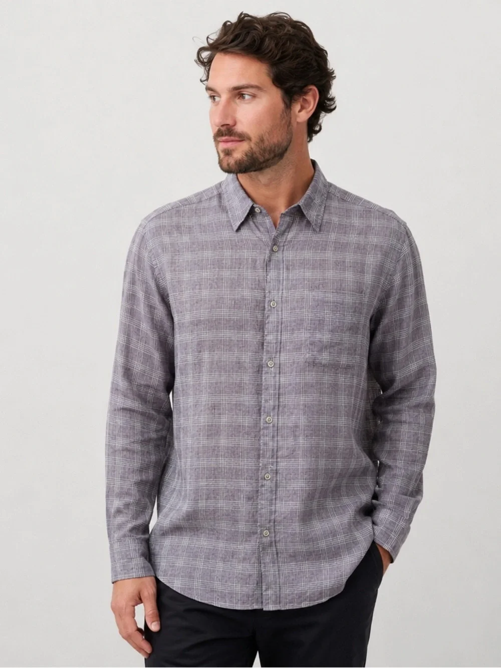 Banana Republic Factory Men’s Linen Plaid Button Up Shirt XL
